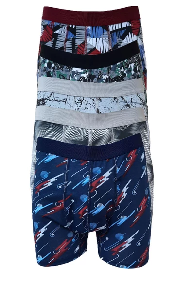 Tutku Erkek Boxer Desenli Likralı Pamuklu Boxer 5li Paket - 2