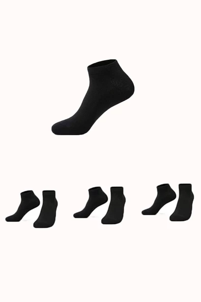 3lü Erkek Kısa Patik Çorap Penye Pamuklu Ekonomik Spor Çorabı - 6