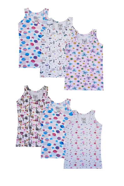 Tutku 6lı Kız Çocuk Geniş Askılı Atlet Empirme Pamuklu Renkli - 2