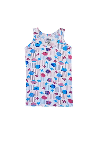 Tutku 6lı Kız Çocuk Geniş Askılı Atlet Empirme Pamuklu Renkli - 5