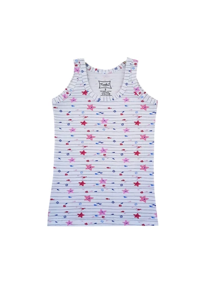 Tutku 6lı Kız Çocuk Geniş Askılı Atlet Empirme Pamuklu Renkli - 8