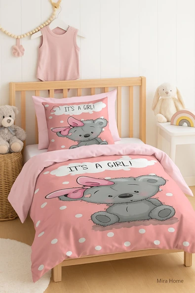 Yenidoğan Kız Bebek Nevresim Takımı 3D Pamuklu İts A Girl - 2