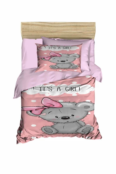 Yenidoğan Kız Bebek Nevresim Takımı 3D Pamuklu İts A Girl - 3