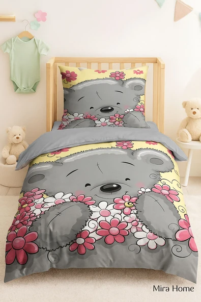 Yenidoğan Kız Bebek Nevresim Takımı 3D Pamuklu Flower