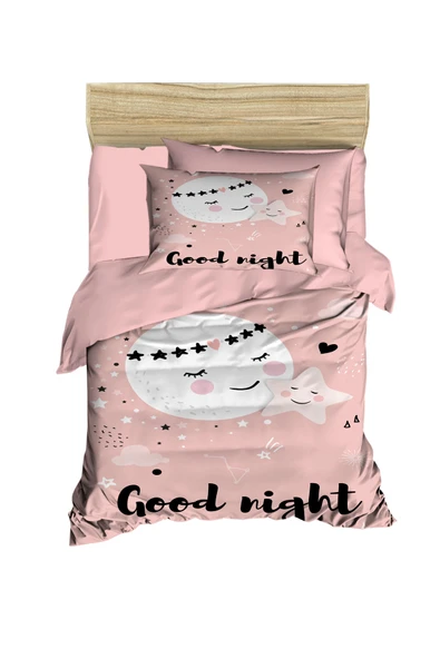 Yenidoğan Kız Bebek Nevresim Takımı 3D Pamuklu Good Night - 3