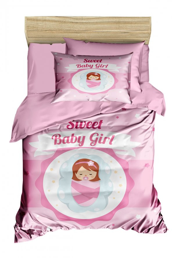 Yenidoğan Kız Bebek Nevresim Takımı 3D Pamuklu Sweet Baby Girl