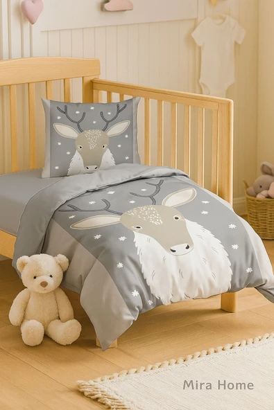 Yenidoğan Kız / Erkek Unisex Bebek Nevresim Takımı 3D Pamuklu Geyik - 2