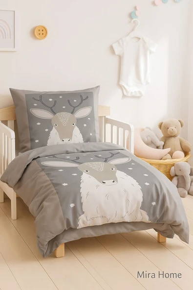 Yenidoğan Kız / Erkek Unisex Bebek Nevresim Takımı 3D Pamuklu Geyik