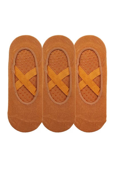 3lü Kadın Bambu Yoga Pilates Çorabı Çapraz Bantlı Kaydırmaz Taban - 6