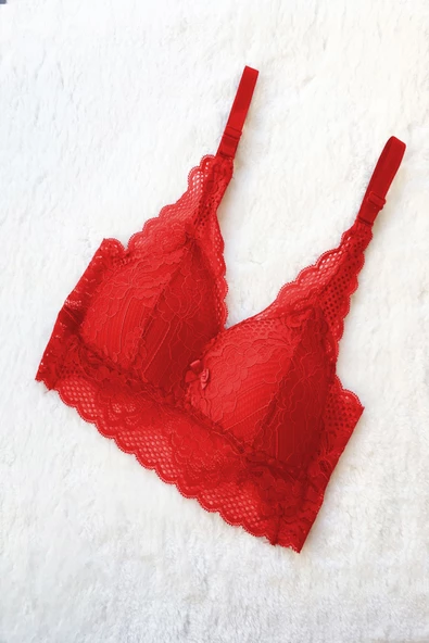 Kadın Pedli Bralet Sütyen Dantelli Soft Kap Büstiyer - 5