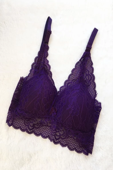 Kadın Pedli Bralet Sütyen Dantelli Soft Kap Büstiyer - 4