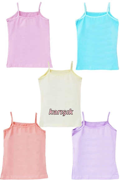 5li Kız Çocuk Atlet Pamuklu Baskılı Rengarenk Kaliteli Eğlenceli - 7