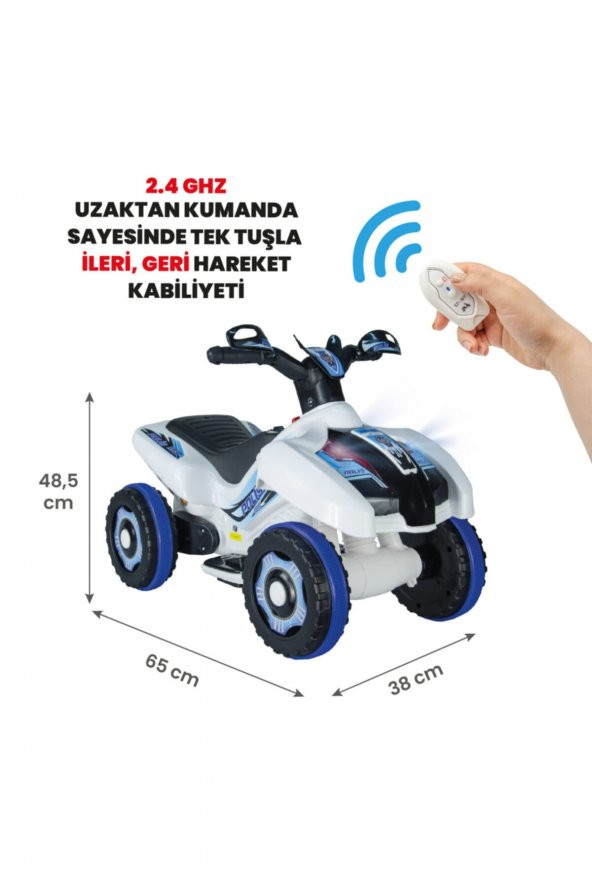 UJ Toys Uzaktan Kumandalı Akülü Atv 6v Ranger-Beyaz Polis