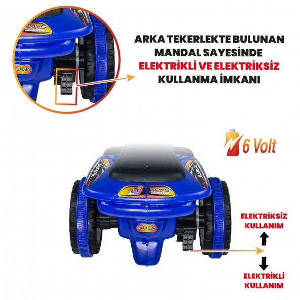 UJ Toys Uzaktan Kumandalı Akülü Atv 6v Safari-Mavi