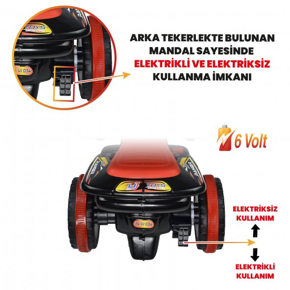 UJ Toys Uzaktan Kumandalı Akülü Atv 6v Ranger-Siyah - 2