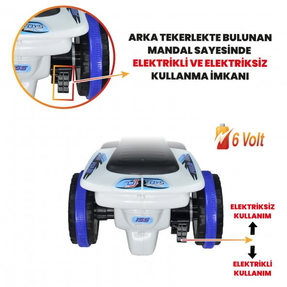 UJ Toys Uzaktan Kumandalı Akülü Atv 6v Ranger-Beyaz Polis - 2