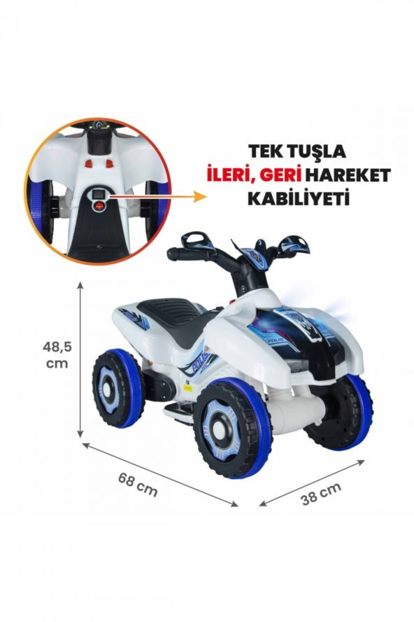 UJ Toys Uzaktan Kumandalı Akülü Atv 6v Ranger-Beyaz Polis - 3