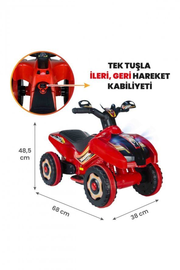 UJ Toys Uzaktan Kumandalı Akülü Atv 6v Ranger-Kırmızı - 3