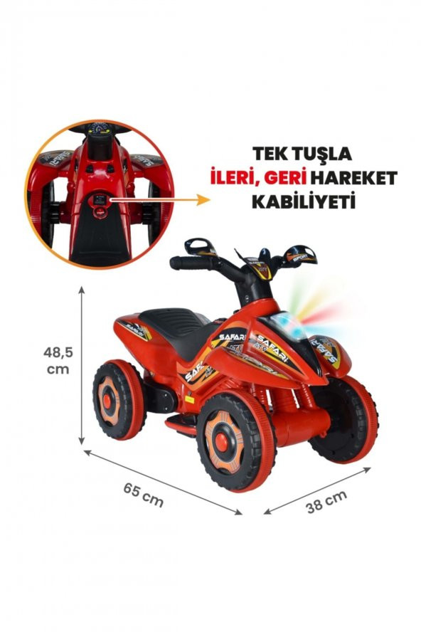 UJ Toys Uzaktan Kumandalı Akülü Atv 6v Safari-Kırmızı - 3
