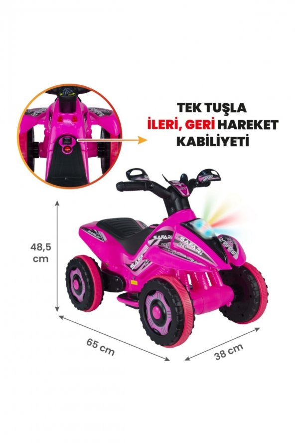 UJ Toys Uzaktan Kumandalı Akülü Atv 6v Safari-Pembe - 3
