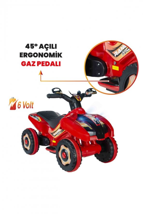 UJ Toys Uzaktan Kumandalı Akülü Atv 6v Ranger-Kırmızı - 4