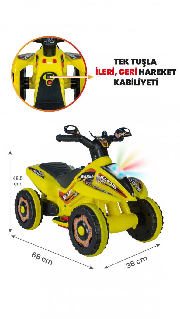 UJ Toys Müzikli ve Led Işıklı Safari Akülü Atv 6V-Sarı