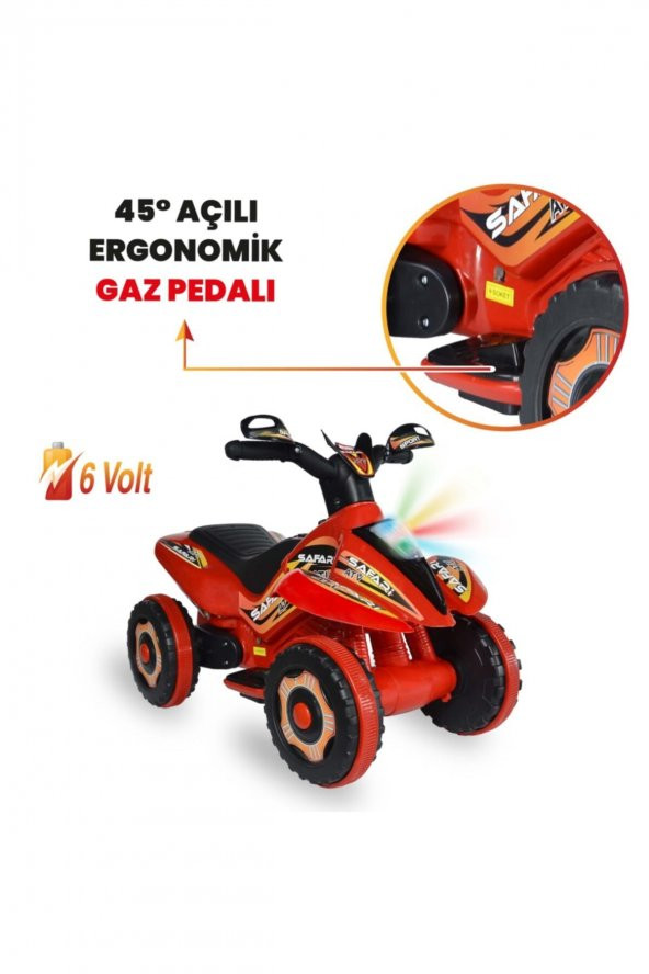 UJ Toys Uzaktan Kumandalı Akülü Atv 6v Safari-Kırmızı - 4