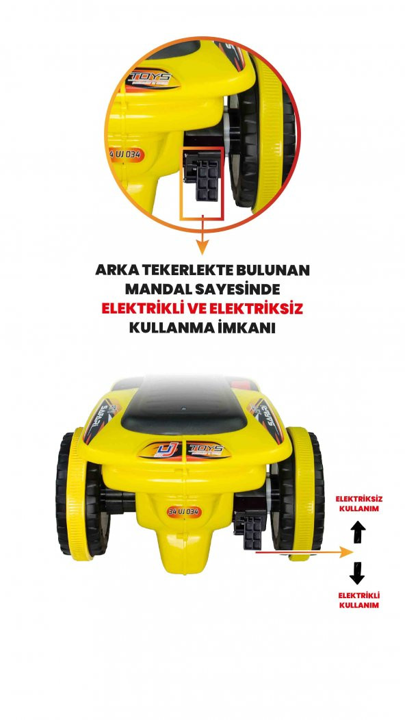 UJ Toys Müzikli ve Led Işıklı Safari Akülü Atv 6V-Sarı - 2
