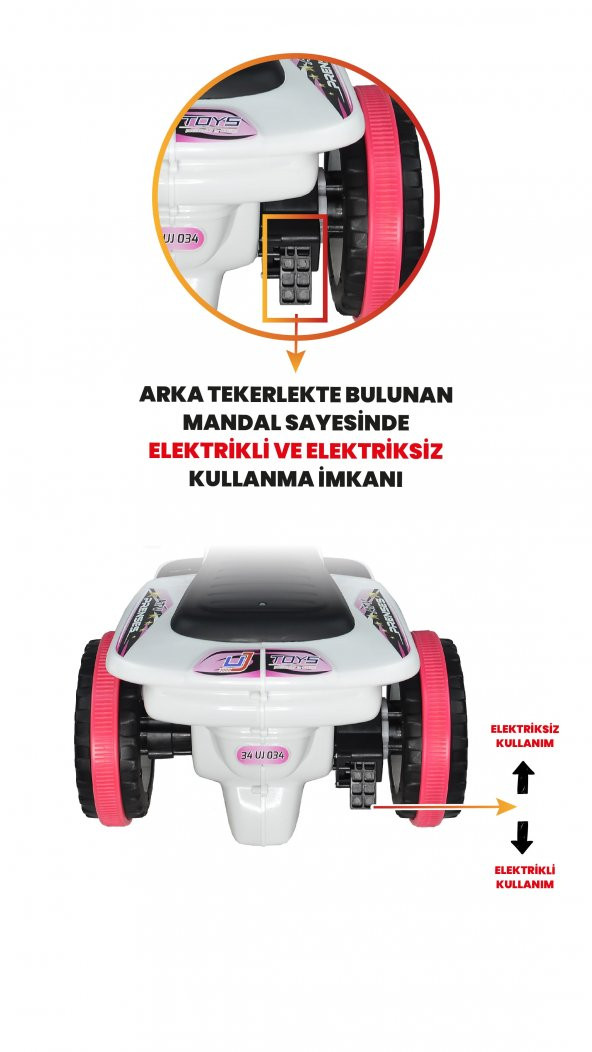Uj Toys Müzikli Ve Led Işıklı Ranger Akülü Atv 6V-Beyaz Prenses - 2