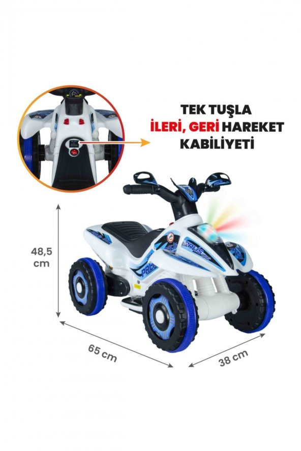 UJ Toys Uzaktan Kumandalı Akülü Atv 6v Safari-Beyaz Polis - 2