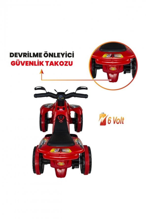UJ Toys Uzaktan Kumandalı Akülü Atv 6v Safari-Kırmızı - 7