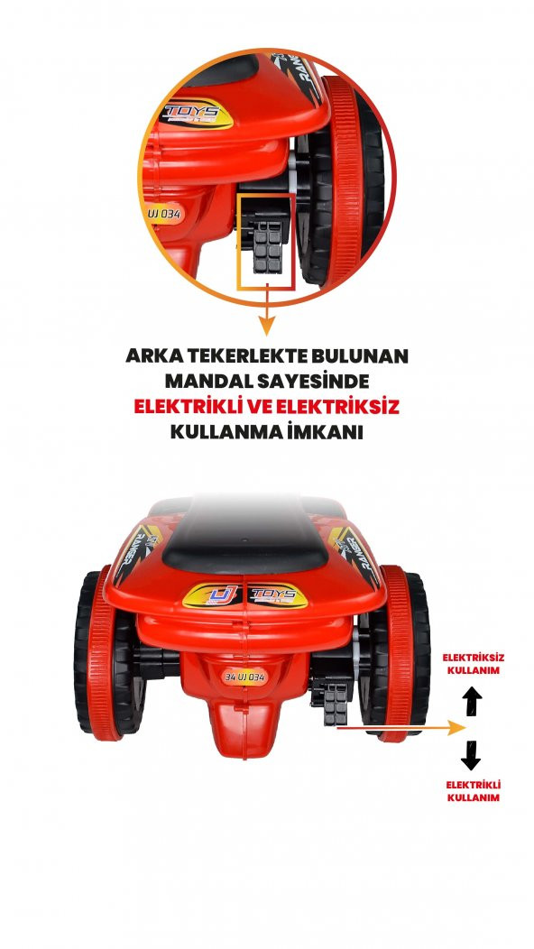 UJ Toys Müzikli ve Led Işıklı Ranger Akülü Atv 6v Kırmızı - 2