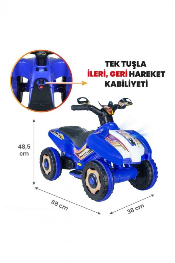 UJ Toys Uzaktan Kumandalı Akülü Atv 6v Ranger-Mavi - 3