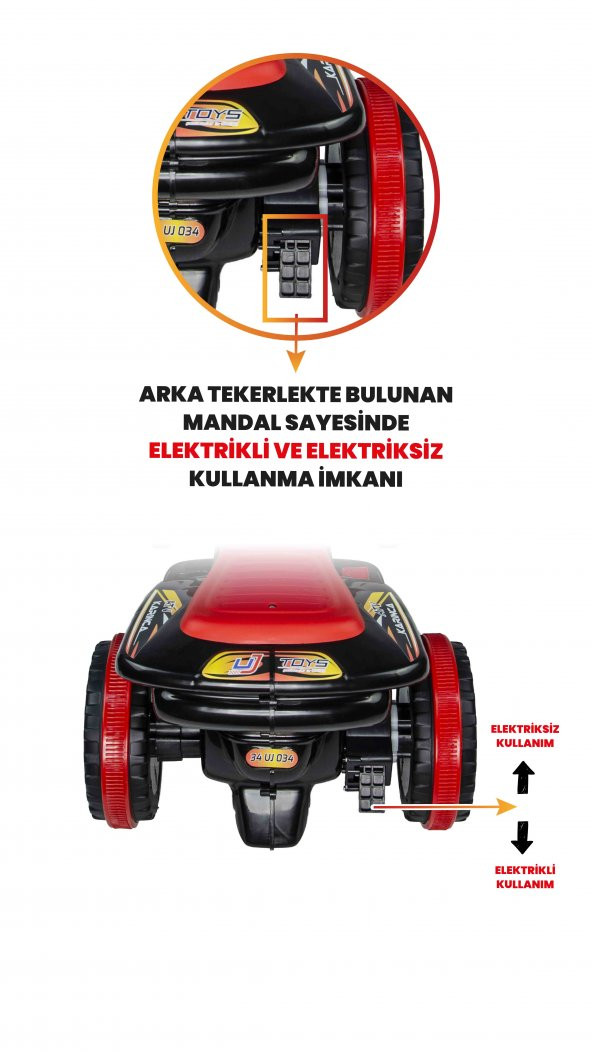 UJ Toys Müzikli ve Led Işıklı Karınca Akülü Atv 6V-Siyah - 2