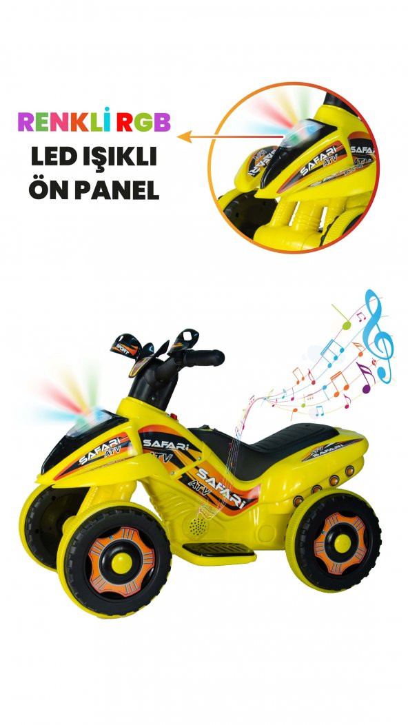 UJ Toys Müzikli ve Led Işıklı Safari Akülü Atv 6V-Sarı - 6