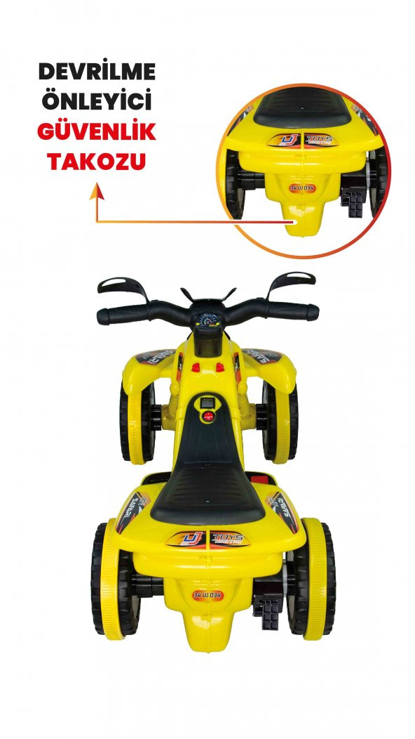 UJ Toys Müzikli ve Led Işıklı Safari Akülü Atv 6V-Sarı - 7