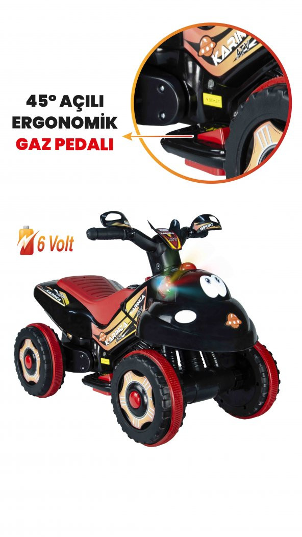 UJ Toys Müzikli ve Led Işıklı Karınca Akülü Atv 6V-Siyah - 3