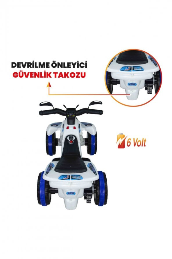 UJ Toys Uzaktan Kumandalı Akülü Atv 6v Safari-Beyaz Polis - 6