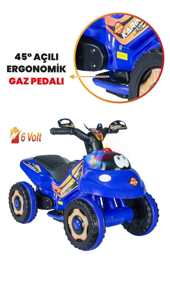 UJ Toys Müzikli ve Led Işıklı Karınca Akülü Atv 6V-Mavi - 3