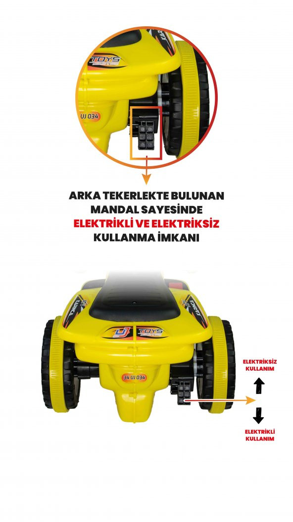 UJ Toys Müzikli ve Led Işıklı Karınca Akülü Atv 6V-Sarı - 2