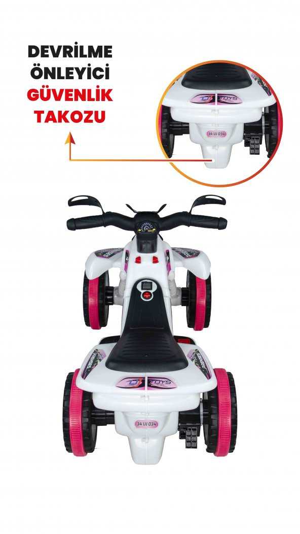 UJ Toys Müzikli ve Led Işıklı Safari Akülü Atv 6V-Beyaz Prenses - 6