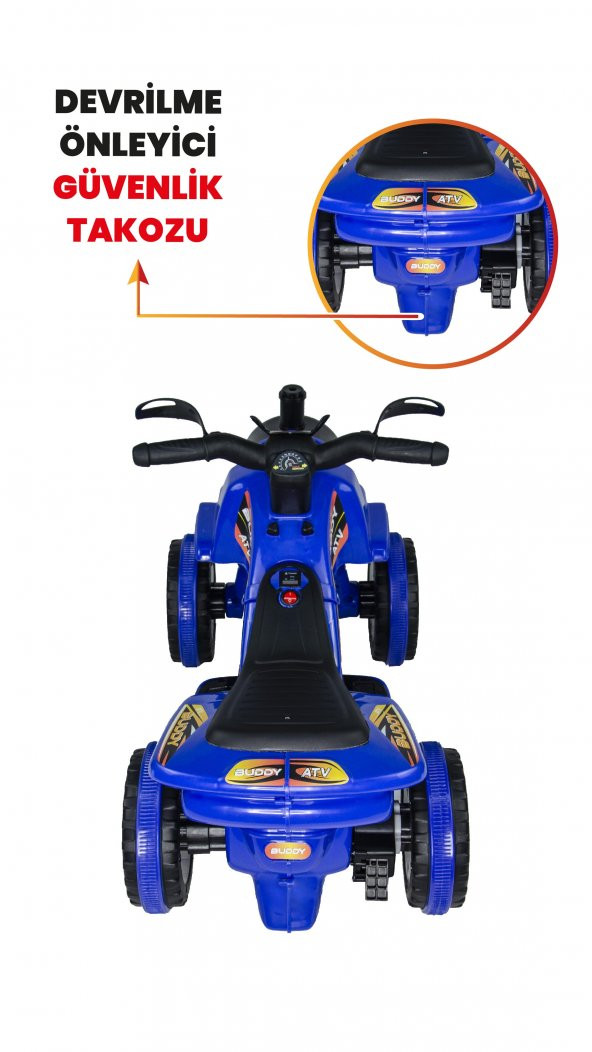 UJ Toys Müzikli ve Led Işıklı Buddy Akülü Atv 6V-Mavi - 7