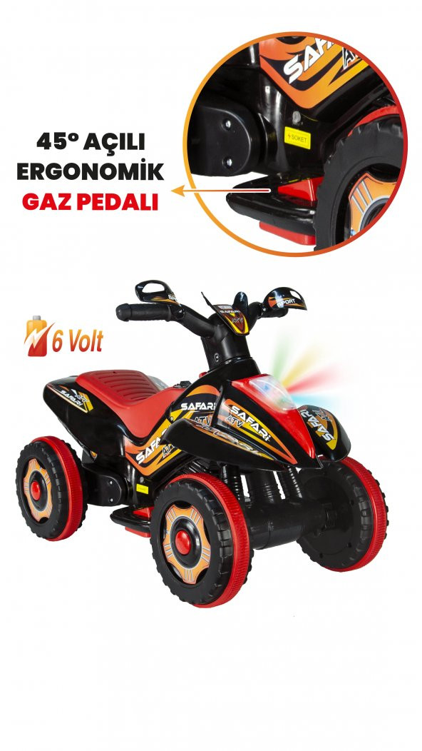 UJ Toys Müzikli ve Led Işıklı Safari Akülü Atv 6V-Siyah - 3