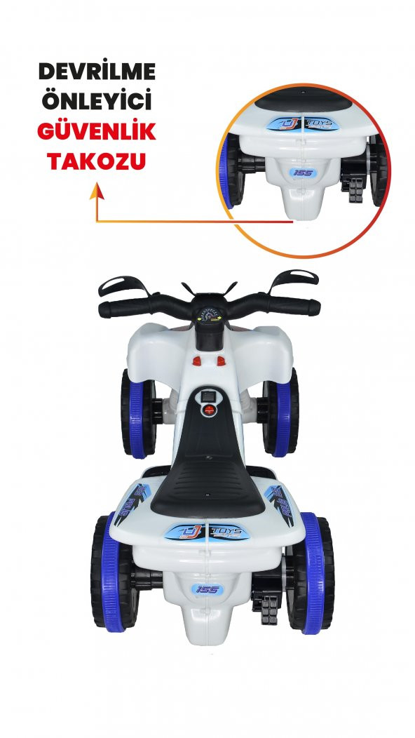Uj Toys Müzikli Ve Led Işıklı Ranger Akülü Atv 6V-Beyaz Polis - 7