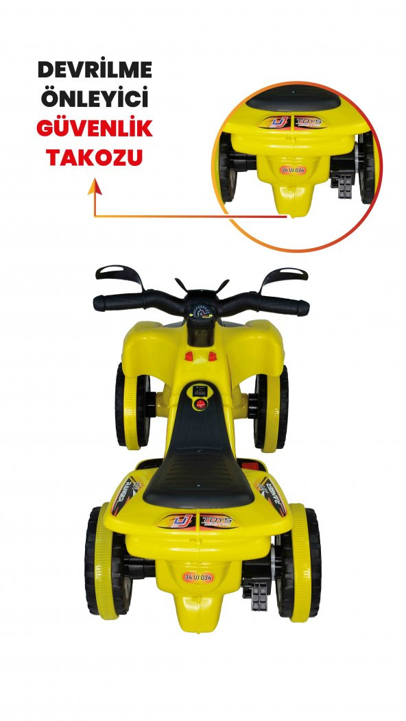 Uj Toys Müzikli Ve Led Işıklı Ranger Akülü Atv 6V-Sarı - 7