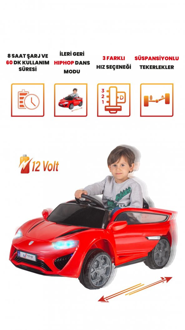UJ Toys Jagor Akülü Araba 12V-Kırmızı - 7