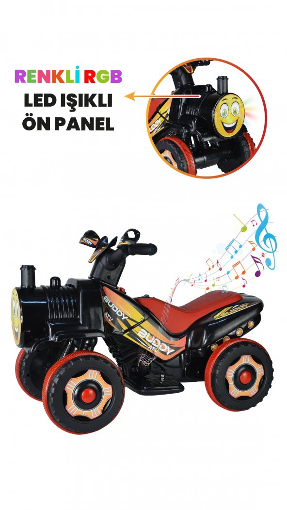 UJ Toys Müzikli ve Led Işıklı Buddy Akülü Atv 6V-Siyah - 6