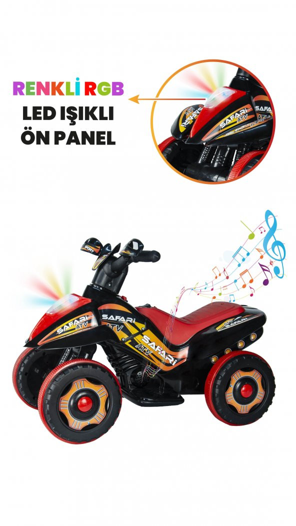 UJ Toys Müzikli ve Led Işıklı Safari Akülü Atv 6V-Siyah - 6