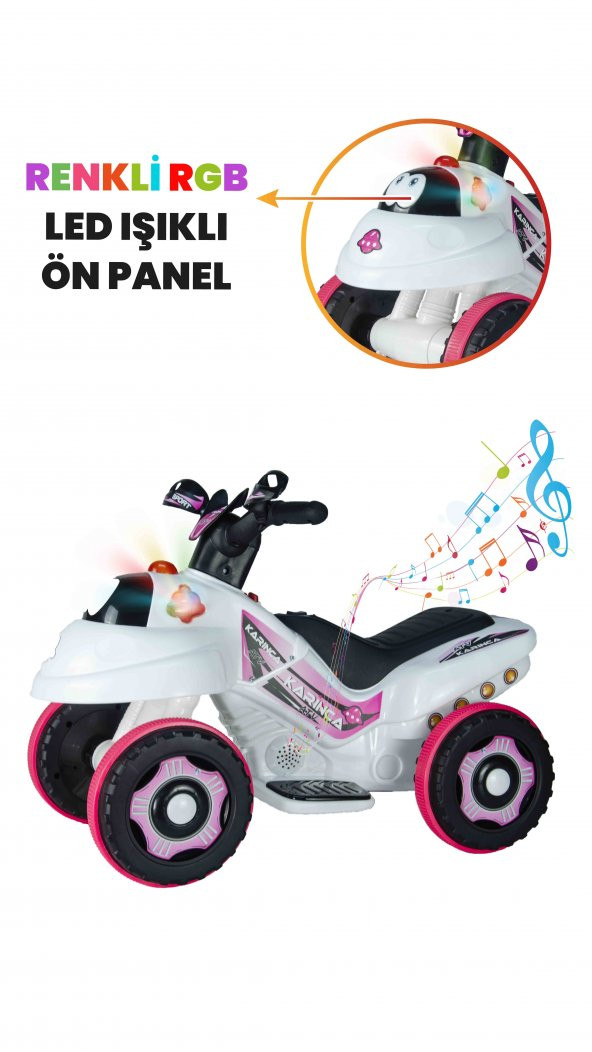 UJ Toys Müzikli ve Led Işıklı Karınca Akülü Atv 6V-Beyaz Prenses - 5