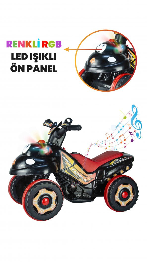 UJ Toys Müzikli ve Led Işıklı Karınca Akülü Atv 6V-Siyah - 6